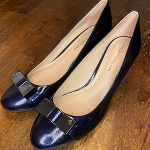Navy Blue Size 7.5 Antonio Melani 3” wedge heels